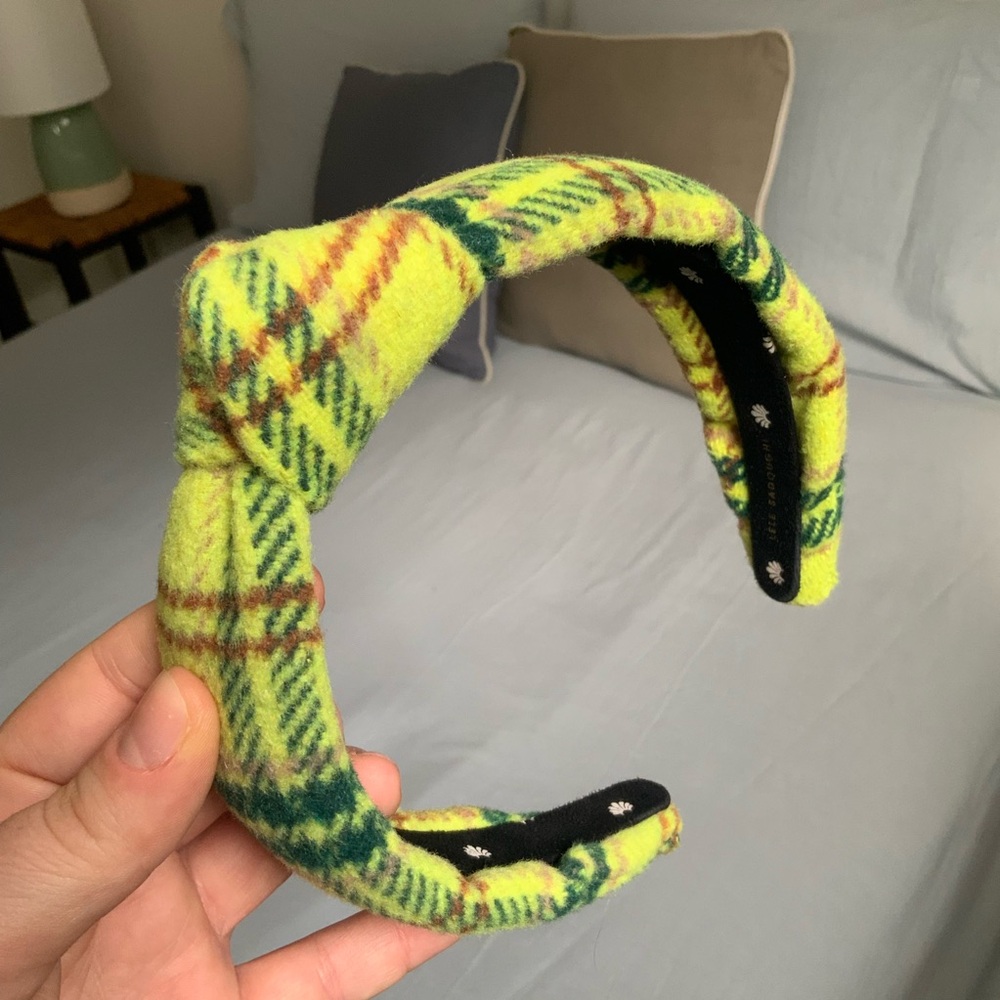 Lele Sadoughi Headband - Green and Yellow Plaid